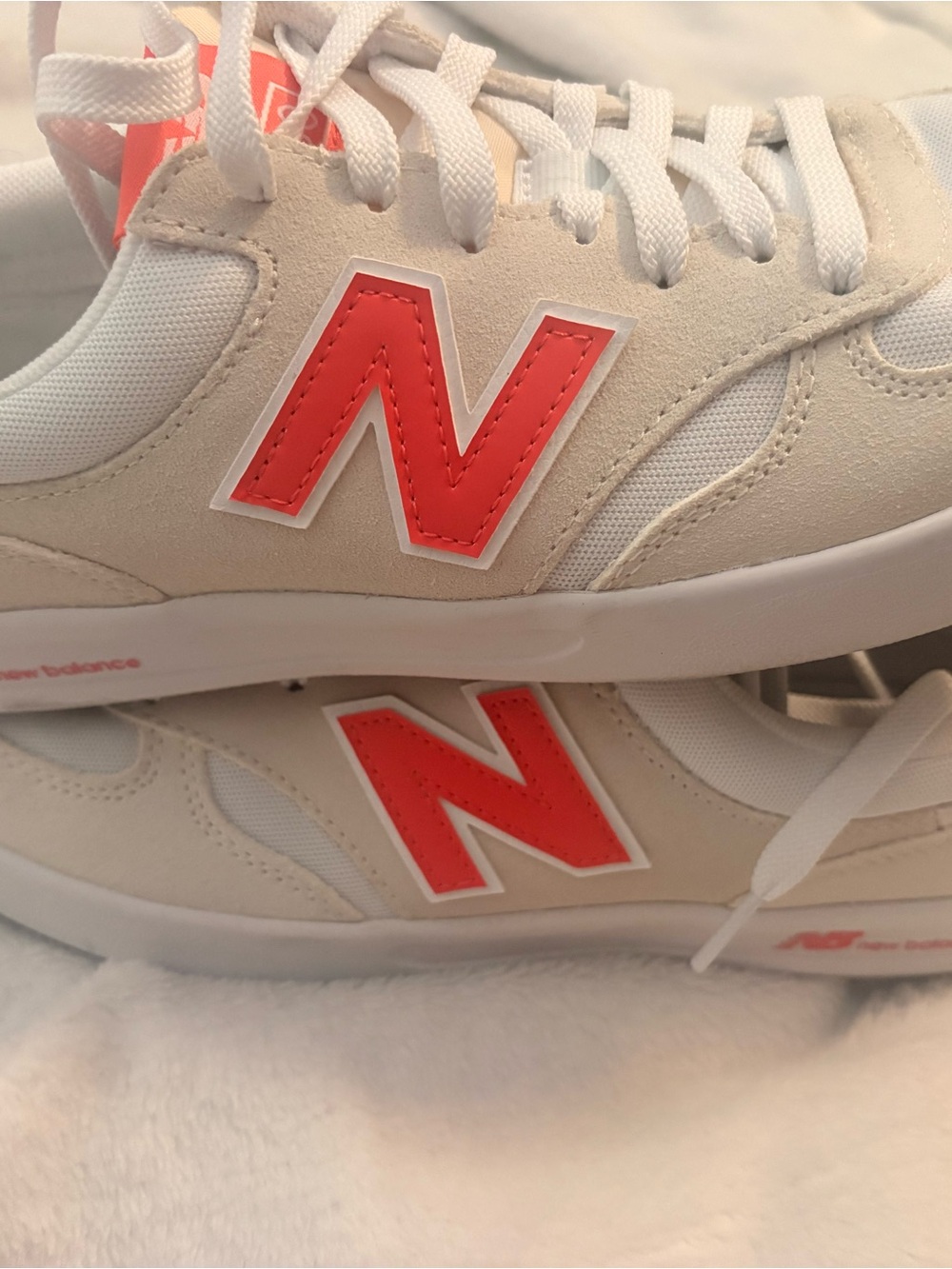 New Balance Beige and Coral Sneakers